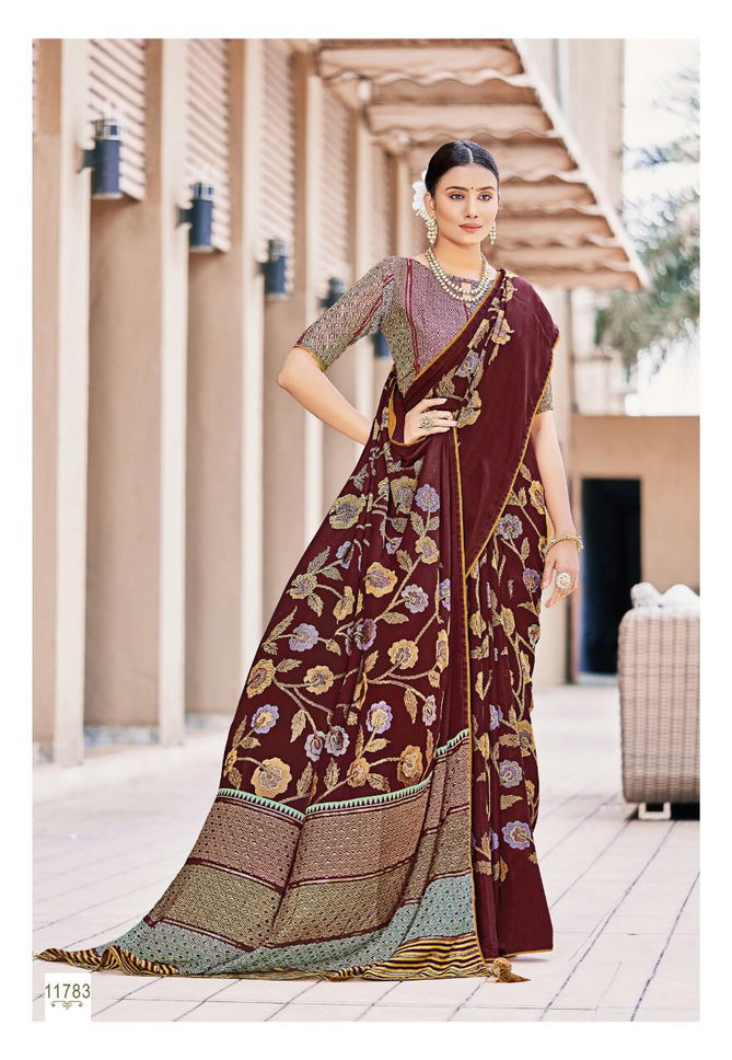 KAVIRAA New Exclusive Fancy Wear Georgette Printed Designer Saree Collection